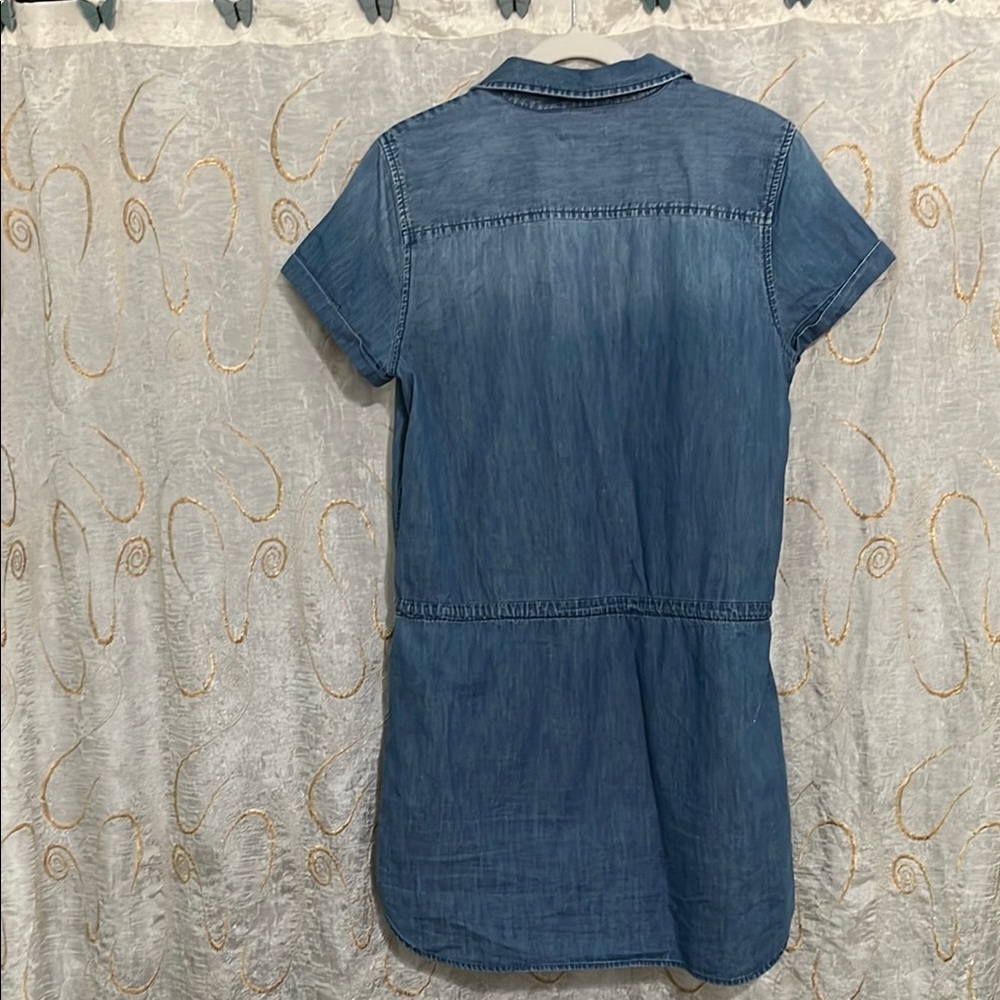 GAP Blue Buttoned Mini Dress with Notched Collar - Picture 3 of 8